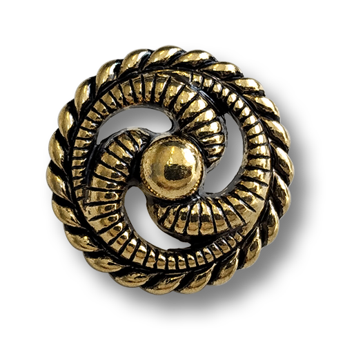 www.knopfparadies.de - 6749ag - Altgoldfarbene Metallknöpfe mit wunderschönem Durchbruchmotiv