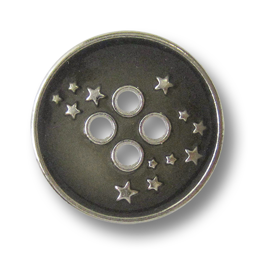www.Knopfparadies.de - 4276sg - Freche Sternknöpfe aus Metall in Silber & Grau