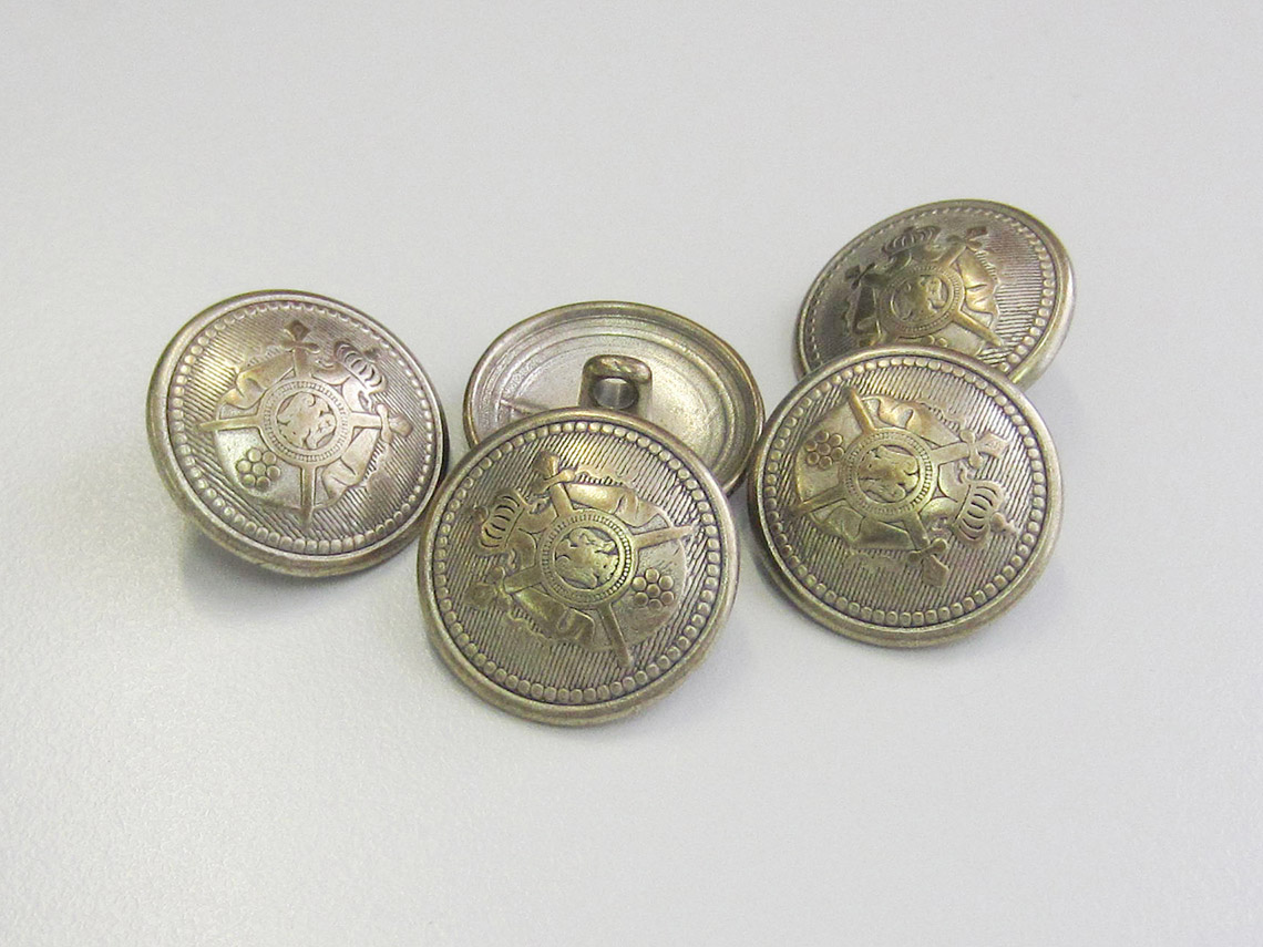 Edler Metall Wappen Knopf mit Krone, Schwert & Adler