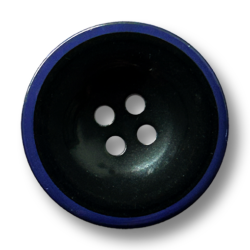 Schwarze Kunststoffknöpfe mit blauviolettem Rand