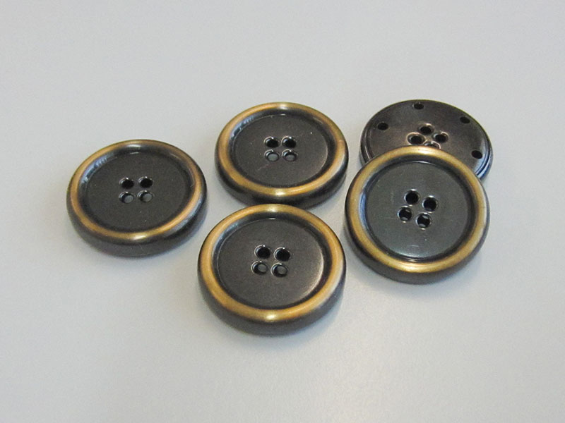 www.Knopfparadies.de - 5962cm - Leichte chrom messingfarbene Metallblechknöpfe in klassischer Form