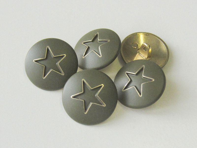 www.Knopfparadies.de - 3270gg - Moderne Motivknöpfe aus Metall mit Stern in Grün & Gold