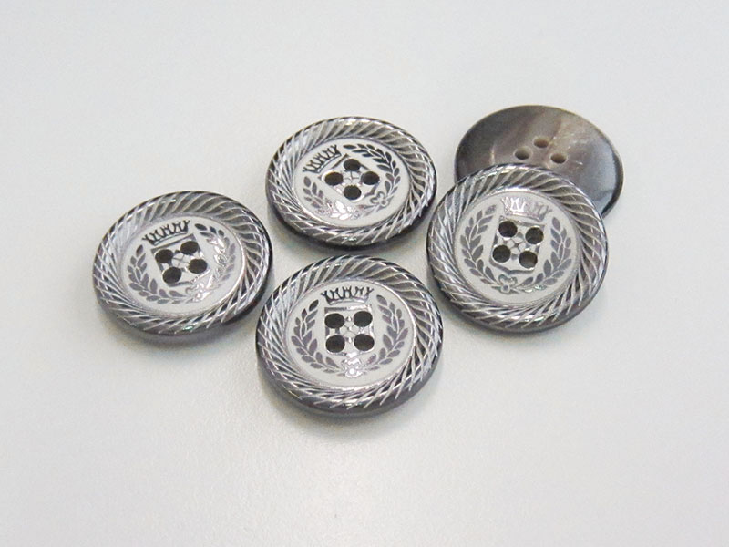 www.Knopfparadies.de - 0536si - Exquisite Motivknöpfe in Chrom & Weiß für Blazer / Sakkos