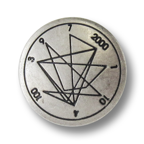 Altsilberfarbener Metallknopf mit Geometrie Muster