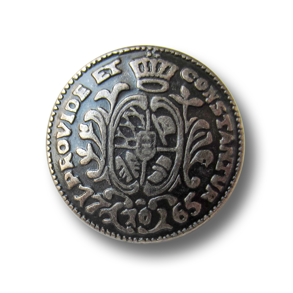 Edler alteisenfarbener Münz Metall Knopf mit Öse