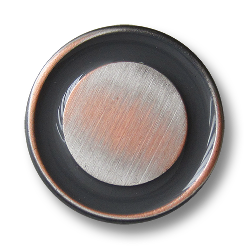 www.Knopfparadies.de - 4365gk - Moderne Metallknöpfe in Grau, Kupfer und Eisenfarben