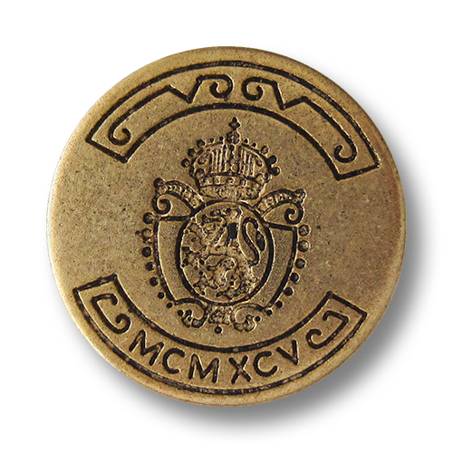 www.Knopfparadies.de - 1654ag - Edle altgoldene Wappenknöpfe aus Metall