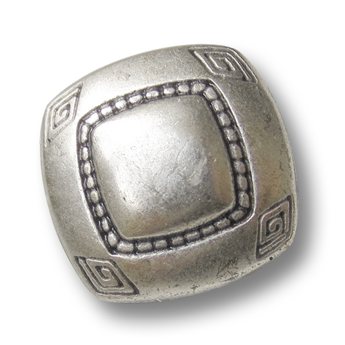 www.knopfparadies.de - 0104as - Altsilberfarbener quadratischer Knopf