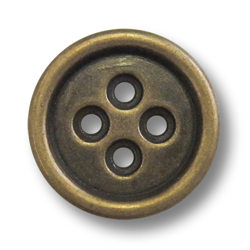 www.Knopfparadies.de - z454me - Einfache Vierlochknöpfe aus Metall in Altmessing