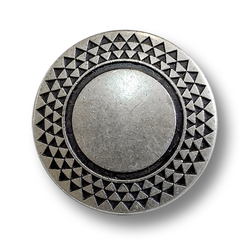 www.knopfparadies.de - 0592as - Altsilberfarbene Metallknöpfe mit graphischem Muster im Rand