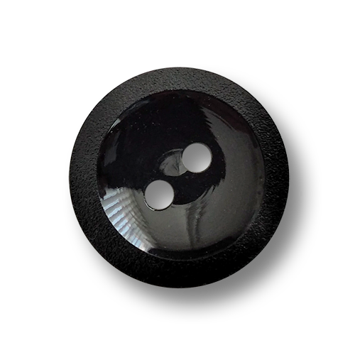www.knopfparadies.de - 6703sc - Schwarze Kunststoffknöpfe mit zwei Knopflöchern