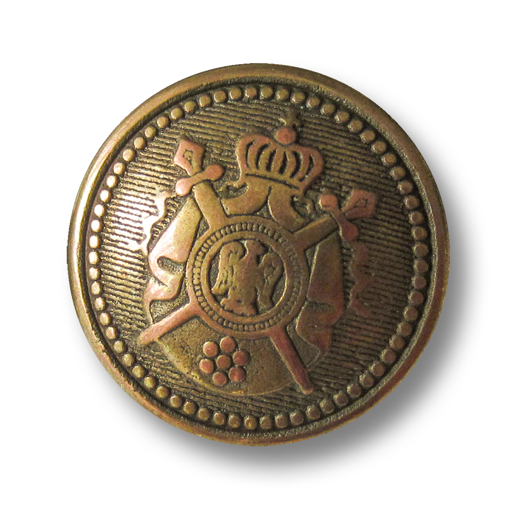 Edler Metall Wappen Knopf mit Krone, Schwert & Adler