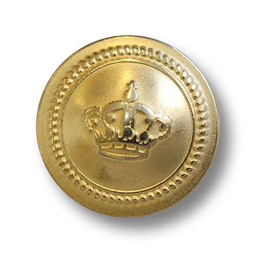 www.knopfparadies.de  - 2365go - Goldfarbene, schwere Metallknöpfe mit Motiv: Krone