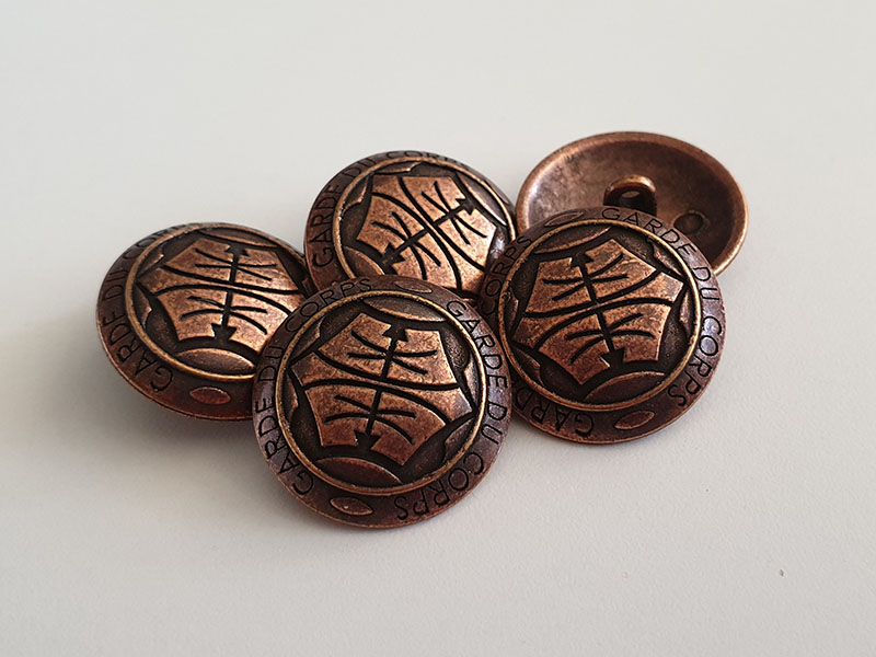 www,knopfparadies.de - 2307ak -  Alrkupferfarbene Metallknöpfe oder Uniformknöpfe