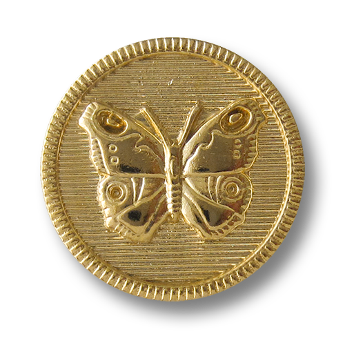 www.Knopfparadies.de - 0233gg - Süße goldene Metallknöpfe mit Schmetterling