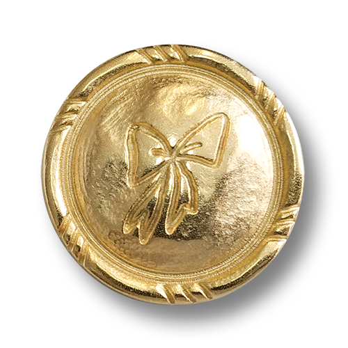 www.knopfparadies.de - 3934go - Matt goldfarbene Metallknöpfe mit Schleifenmotiv