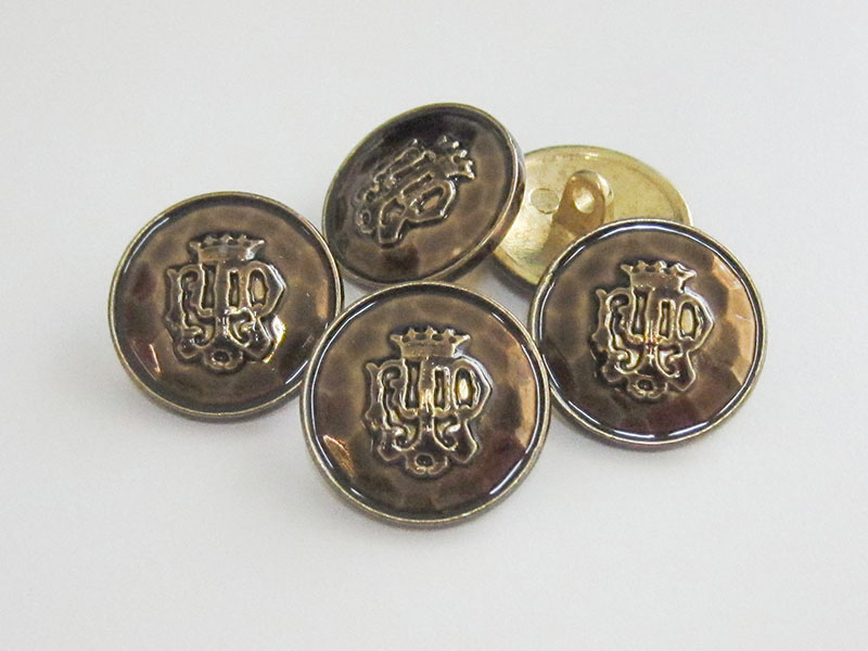 www.Knopfparadies.de - 3164br - Feudale bronzefarbene Motivknöpfe aus Metall