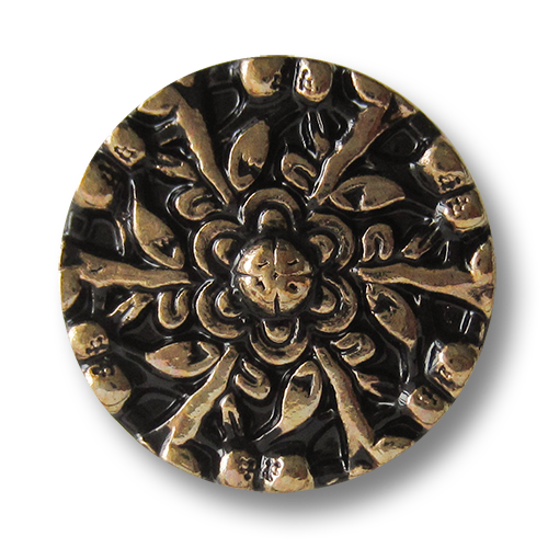 www.knopfparadies.de - 1528gs - Umwerfende Metallknöpfe mit Blumenmotiv