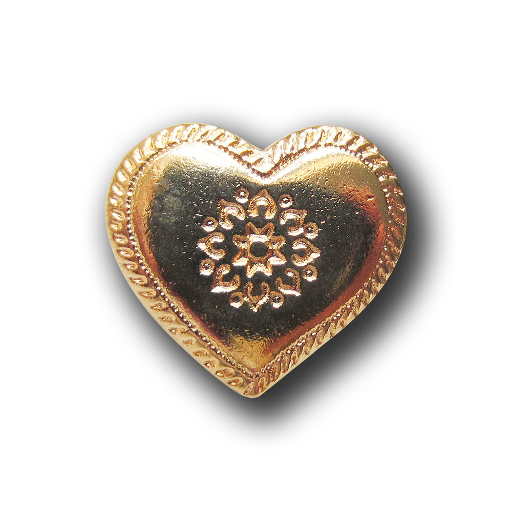 Hübscher goldfarbener Metall Knopf in Herzform