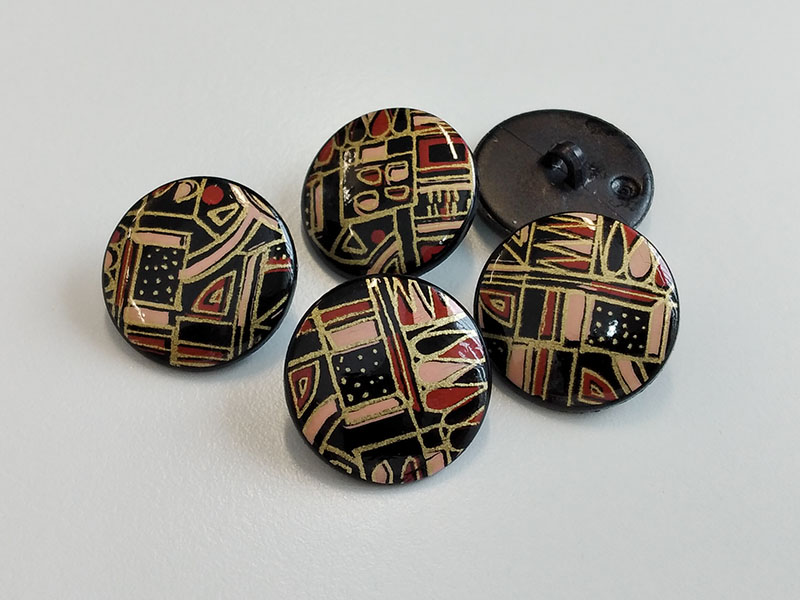 www.knopfparadies.de - 6142bu - Wunderschön gemusterte Designerknöpfe aus Kunststoff