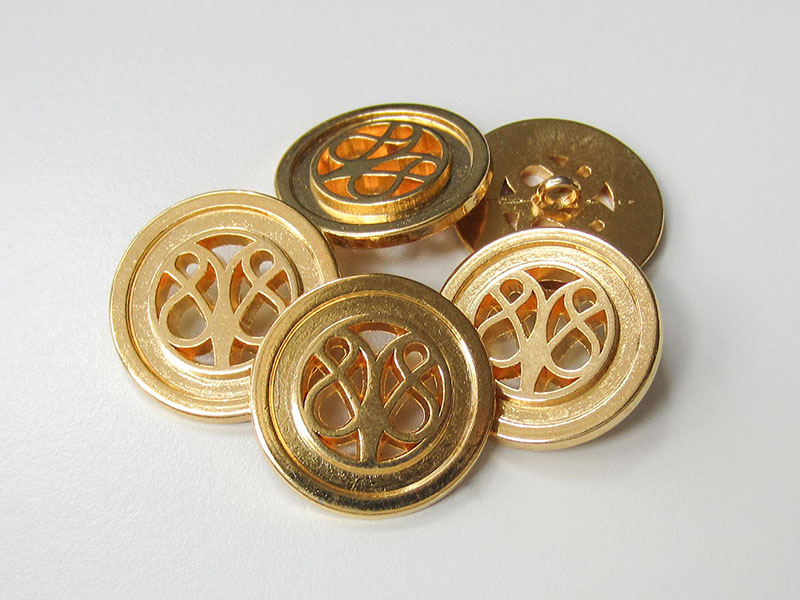 www.knopfparadies.de - 0426gg - Glänzend goldfarbene Metallknöpfe mit Durchbruch