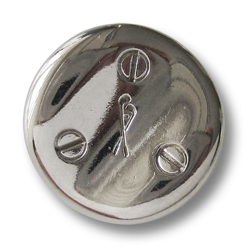 www.Knopfparadies.de - 3947sg - Moderne glänzend silberne Metallknöpfe mit gekreuzten Golfschlägern und Schlitzschrauben