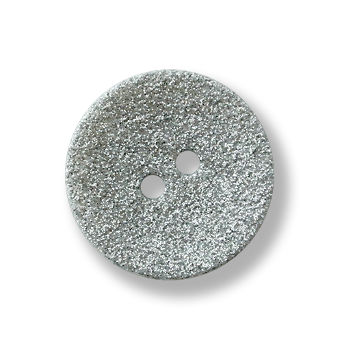 Glamourös silber glitzernder Zweiloch Kunststoff Knopf