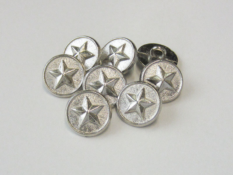 Hübsche, kleine, silberfarbene Metallknöpfe mit Stern - günstige B-Ware!