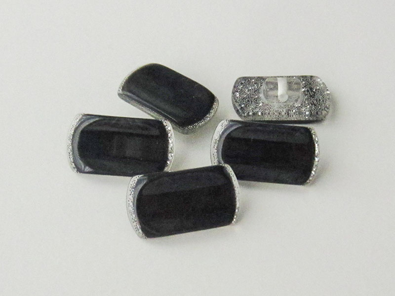 www.Knopfparadies.de - 5956sc - Schimmernde rechteckige Knebelknöpfe aus Kunststoff in Schwarz