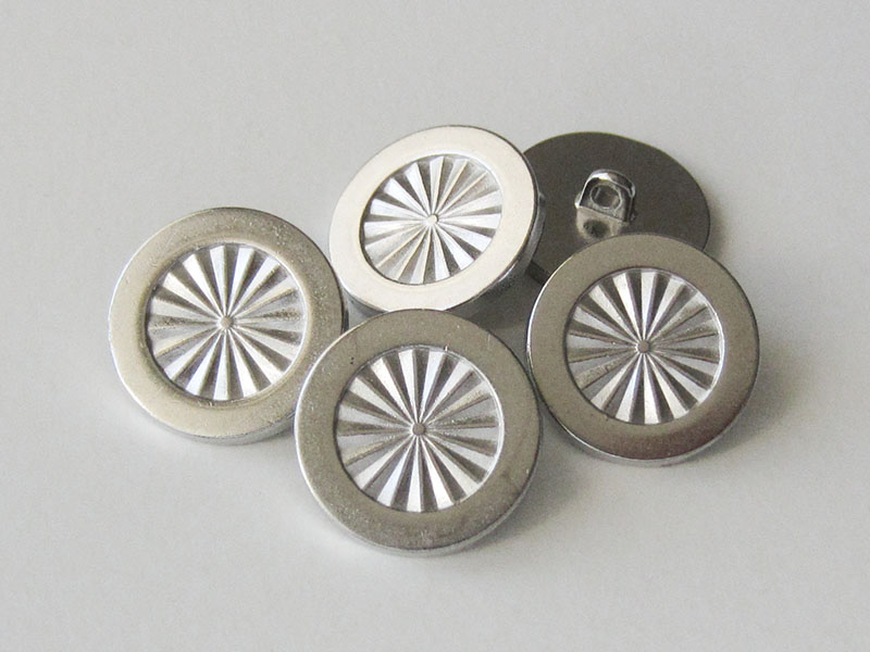 www.Knopfparadies.de - 5945si - Elegante Ösenknöpfe aus Metall in Silber