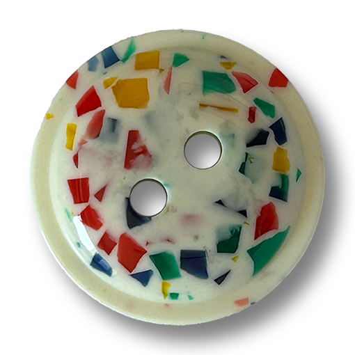 www.knopfparadies.de - 3241bu - Fröhlicher Knopf mit farbigen Einschlüssen