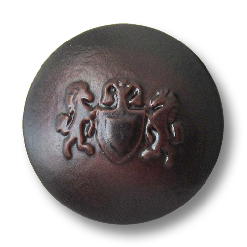 www.Knopfparadies.de - 1670br - Braune Kunststoffknöpfe mit Wappen Motiv wie Lederknöpfe
