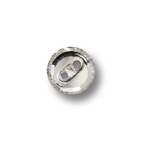 www.knopfparadies.de - 4254si - Silber glitzernde Glasknöpfe mit zwei Löchern
