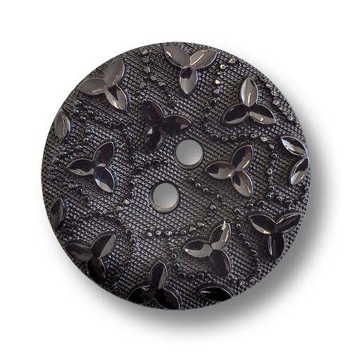 www.knopfparadies.de - 2223sc - Schwarze Kunststoffknöpfe, fast wie alte Glasknöpfe