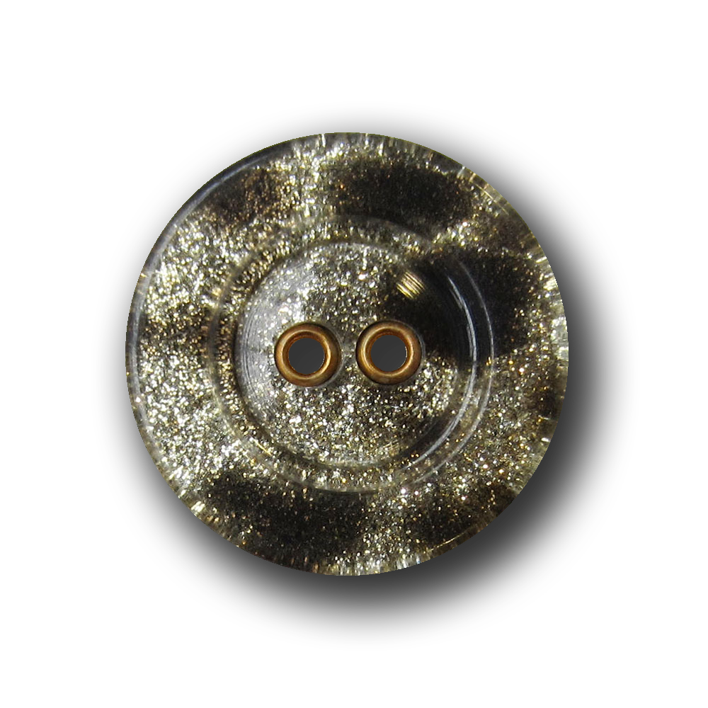 Edler schwarzer Kunststoff Knopf mit Gold Glitzer