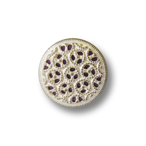 www.knopfparadies.de - 5559li - Metallblech Knöpfe mit lila Inlay