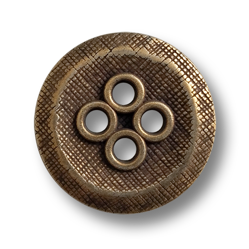www.knopfparadies.de - 6455am - Messingfarbene Metallknöpfe mit vier Knopflöchern