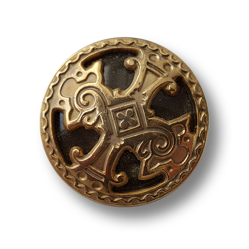 www.knopfparadies.de - 5918gs - Goldfarbene Metallknöpfe mit majestätischem Motiv