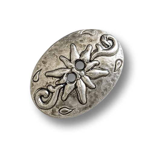 www.knopfparadies.de - 6872as-20x29 - Ovale Trachtenknöpfe aus Metall mit zwei Knopflöchern