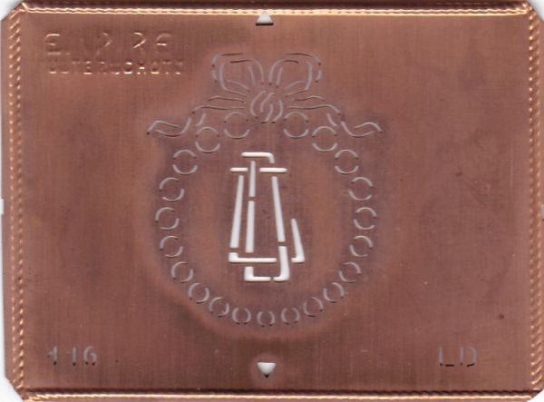 Stilvolle Jugendstil Kupfer Schablone mit Kranz und Schleife - Rarität - LD