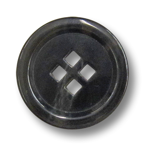 www.Knopfparadies.de - 2135sc - Schwarz-graue Vierlochknöpfe aus Kunststoff in Horn-Optik