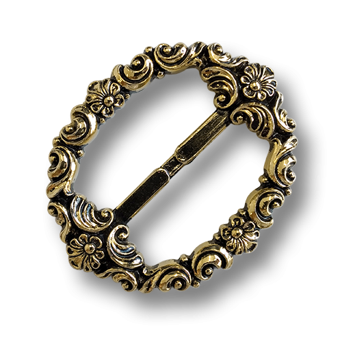 www.knopfparadies.de - 6123ag - Altgoldfarbene Gürtelschnallen aus Kunststoff