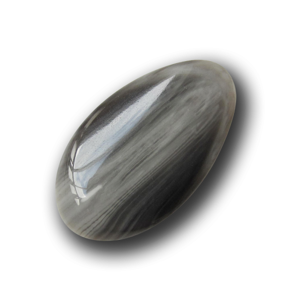 Ausgefallener großer grau melierter Knopf in Ei-Form
