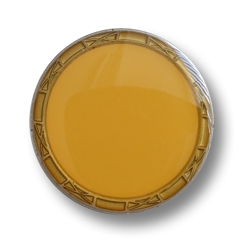 Gelb glänzender Ösenknopf m. matt silberfb. Einfassung