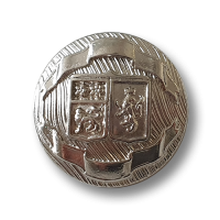Opulente, stilvolle silberfarbene Wappenknöpfe aus Metall Opulente, stilvolle silberfarbene Wappenknöpfe aus Metall