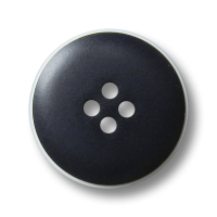 Schlichter dunkelblauer Vierloch Knopf aus Kunststoff mit weißem Rand Schlichter dunkelblauer Vierloch Knopf aus Kunststoff mit weißem Rand