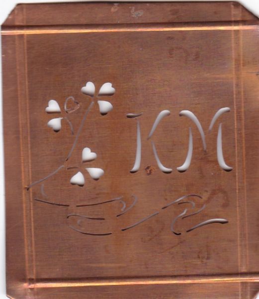 Außergewöhnliche alte Monogrammschablone KM