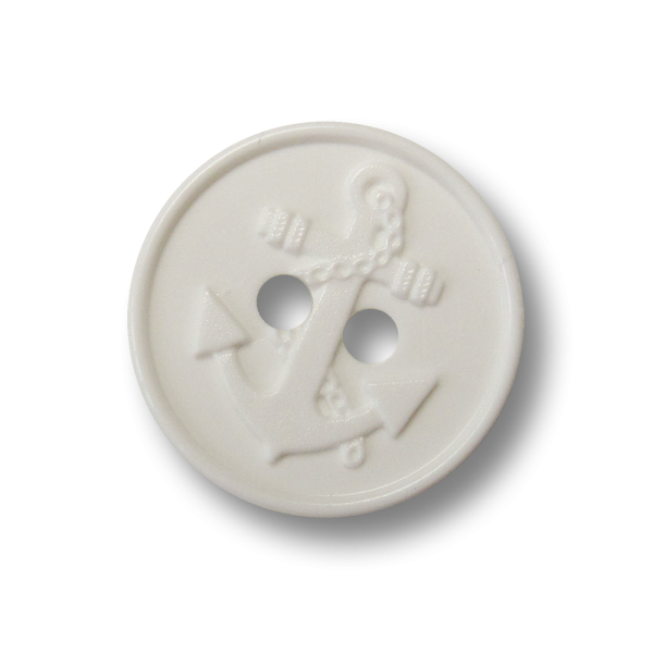 Kleiner niedlicher weißer Zweiloch Kunststoff Knopf mit Anker