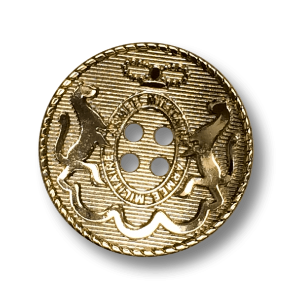 Eleganter Vierloch Wappen Metall Knopf mit Pferden