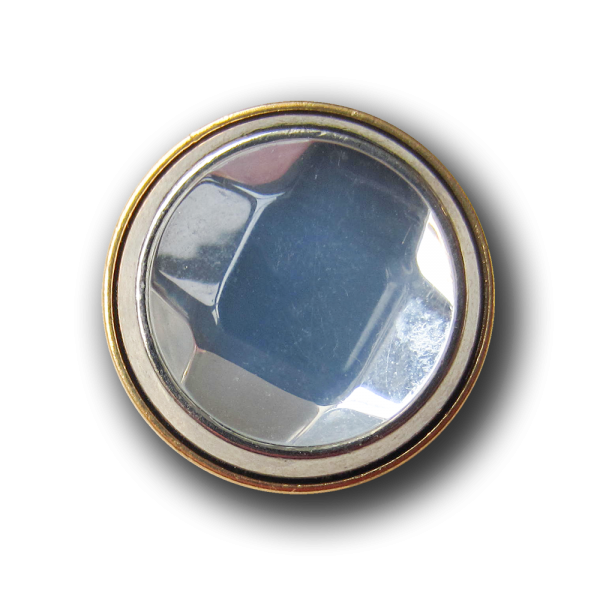 Bicolor Metall Knopf mit großem Schmuck Stein / B-WARE